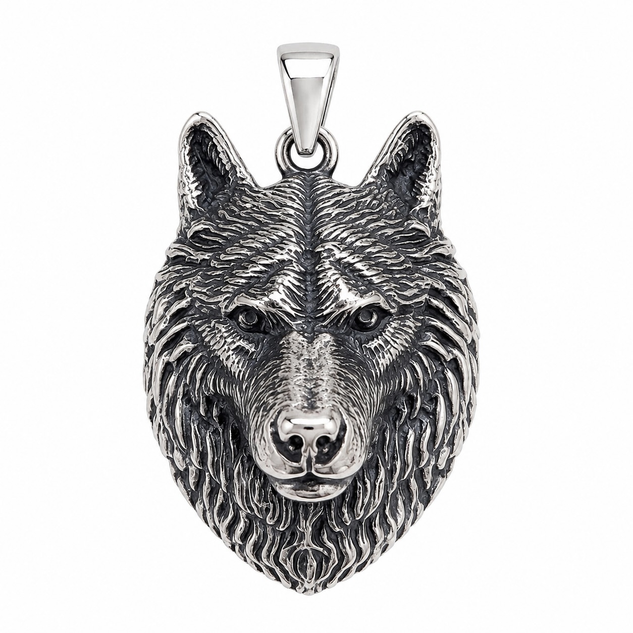 Sterling Silver 925 Wolf Head Pendant "Stark" - Image 1
