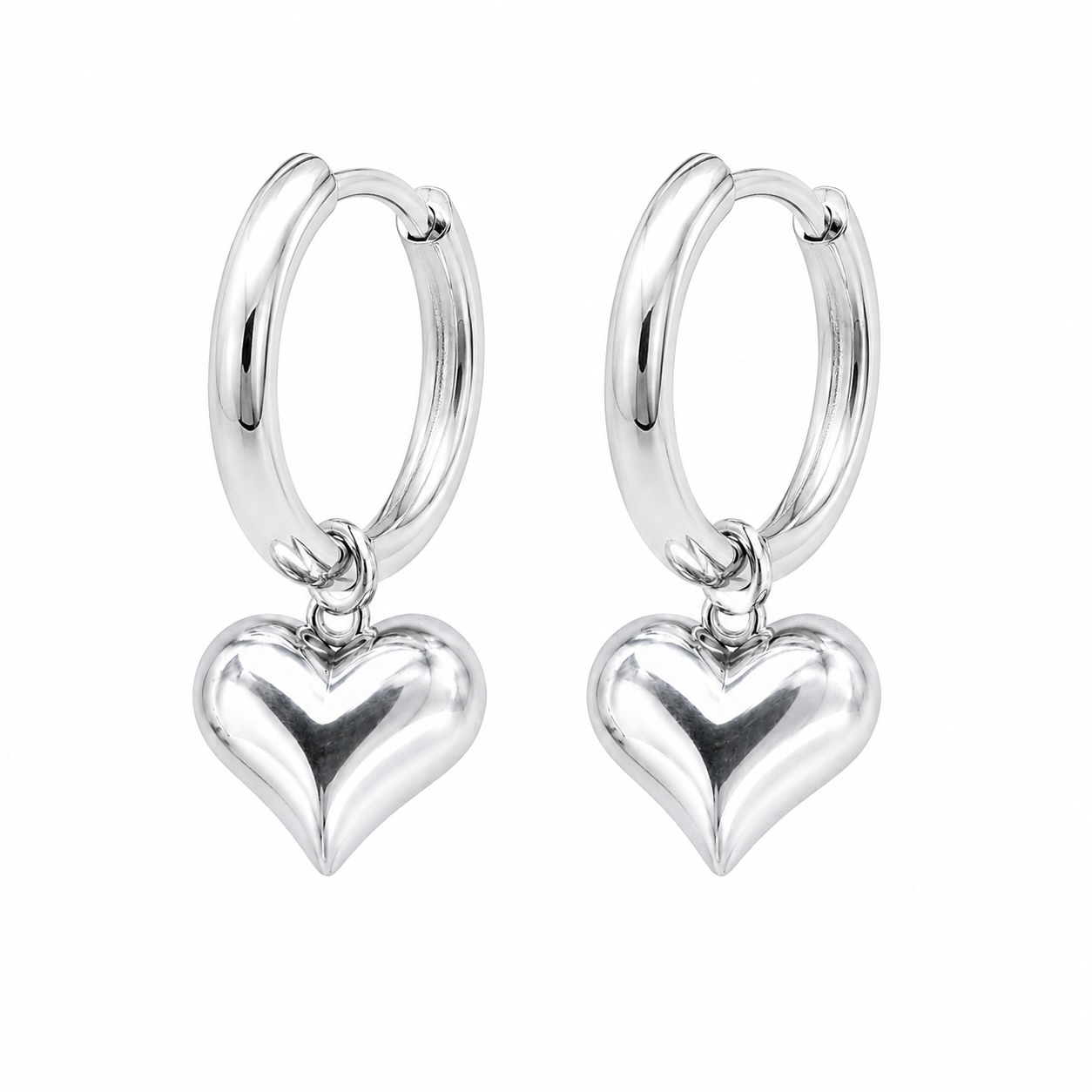 Sterling Silver 925 Petite Heart Drop Hoop Earrings "Karina"