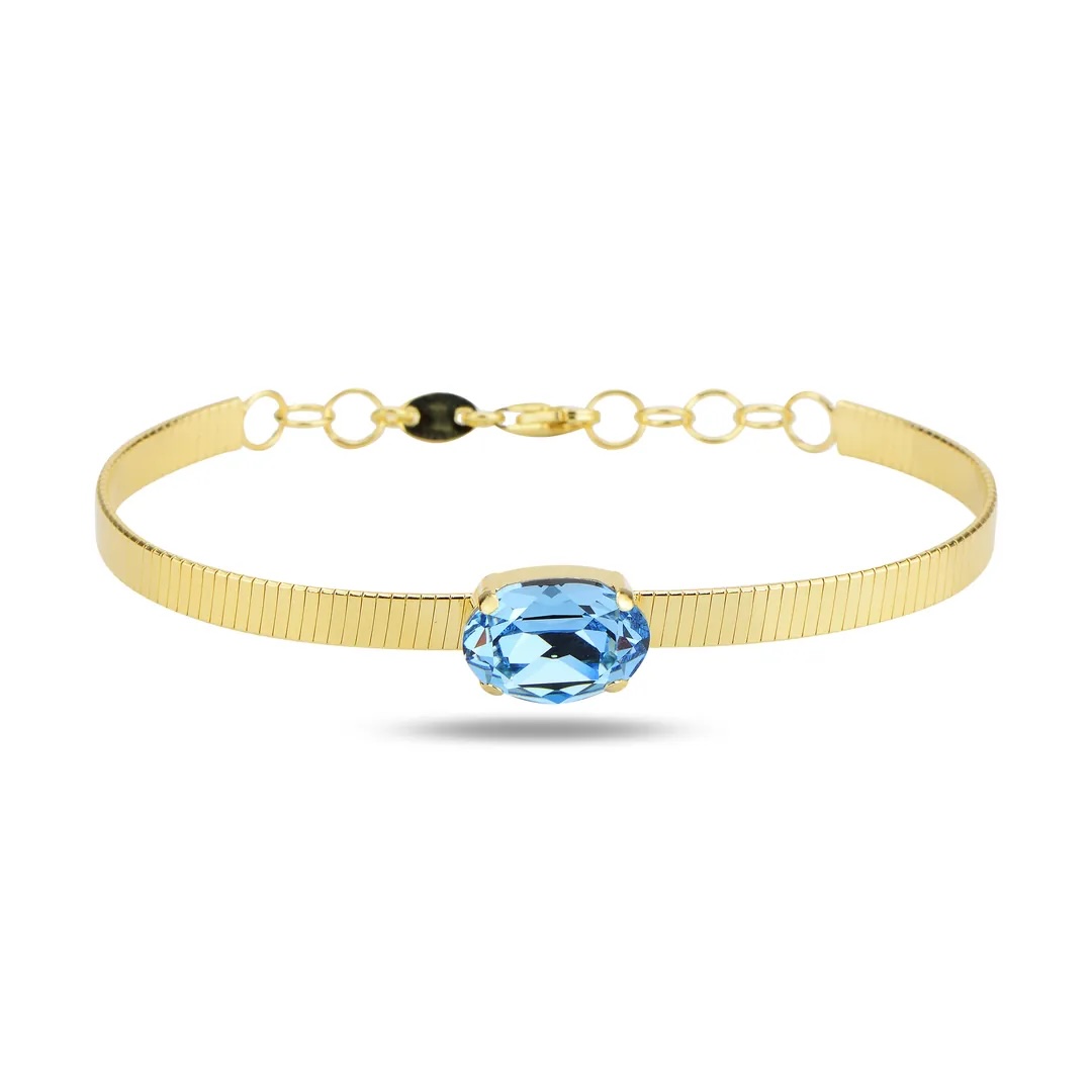 Gold Plated Sterling Silver 925 Swarovski Crystal Bracelet "Azure"