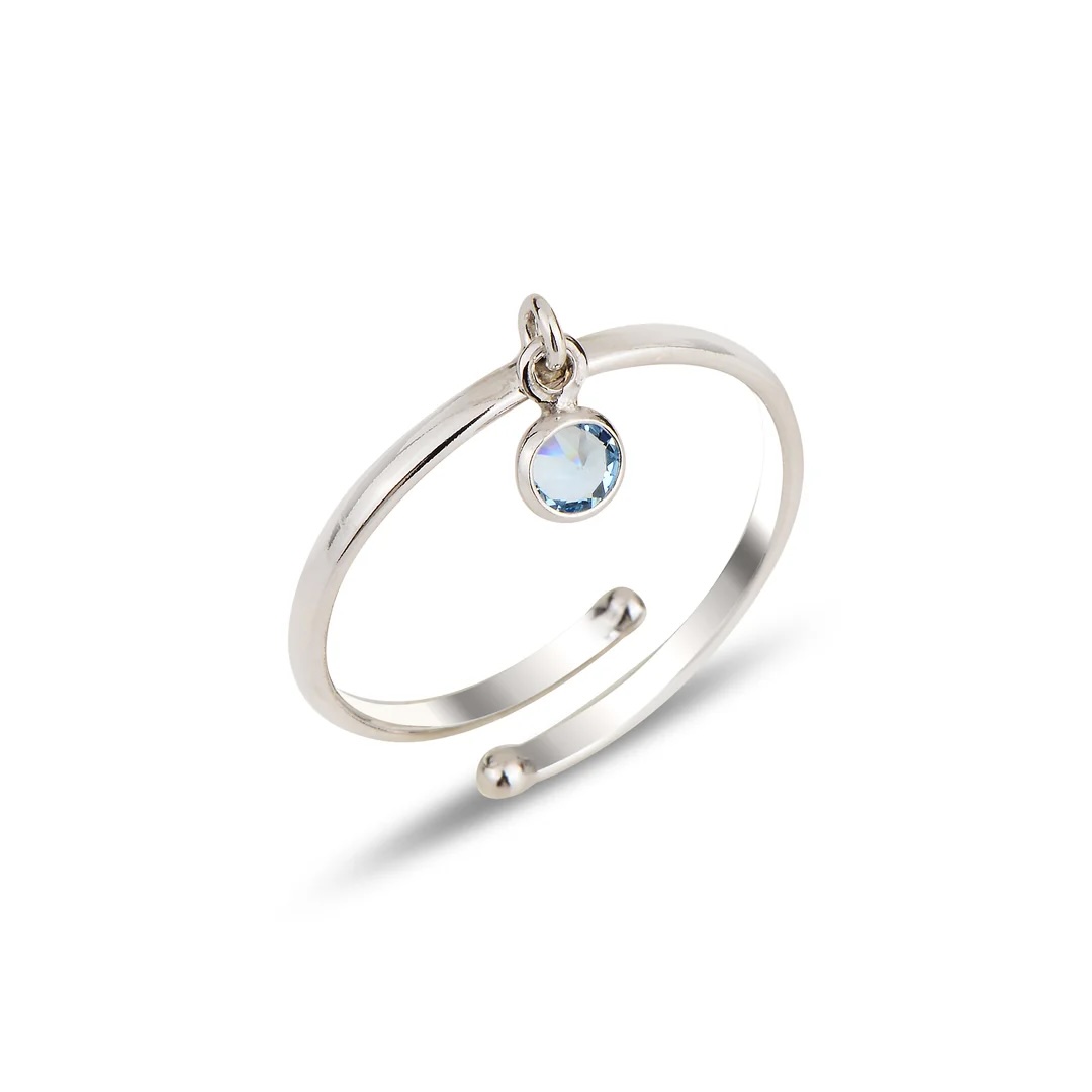 Sterling Silver 925 Adjustable Swarovski Crystal Ring "Drizzle" - Silver Image 1