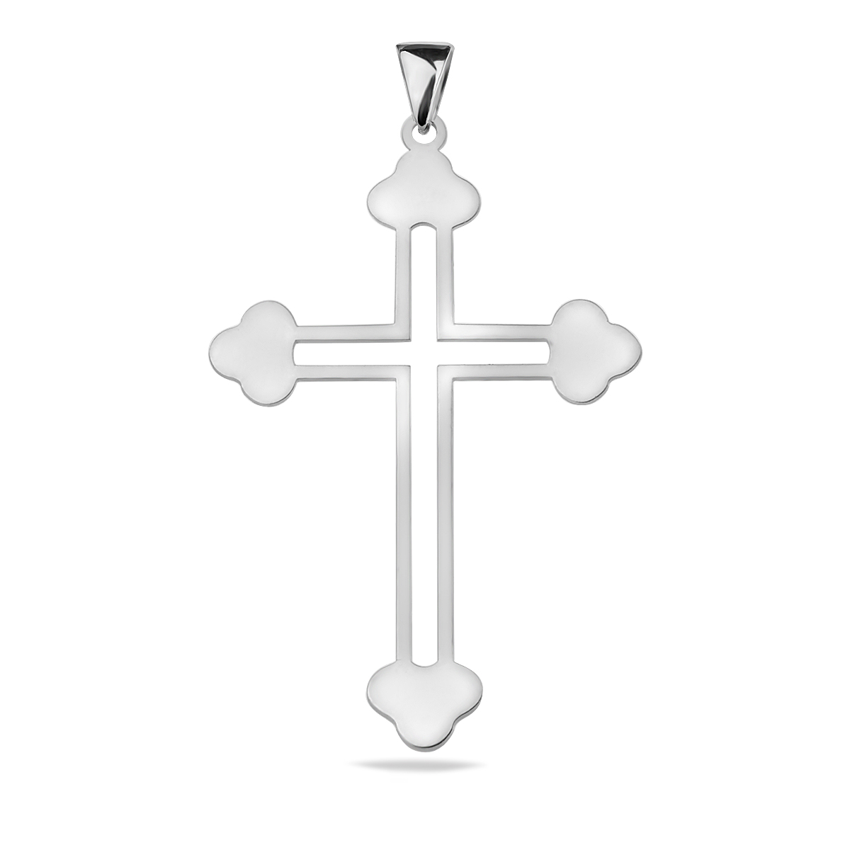 Sterling Silver 925 Trefoil Cross Pendant "Triad" - Silver Image 1
