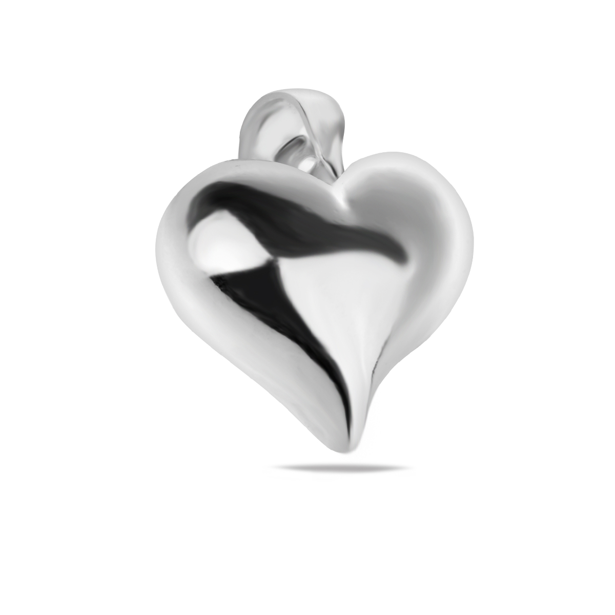 Sterling Silver 925 Puff Heart Pendant "Bubble" - Silver Image 1