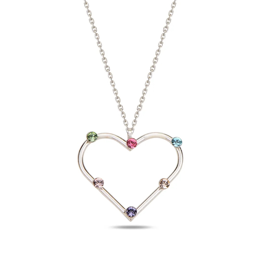 Sterling Silver 925 Heart Swarovski Crystals Necklace Pendant "Elysia" - Silver Image 1