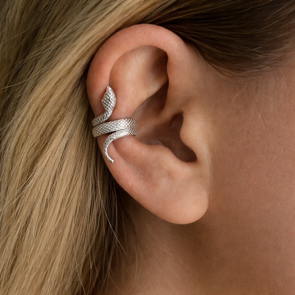 Sterling Silver 925 Snake Ear Crawler Cuff "Ophira" - Image 4
