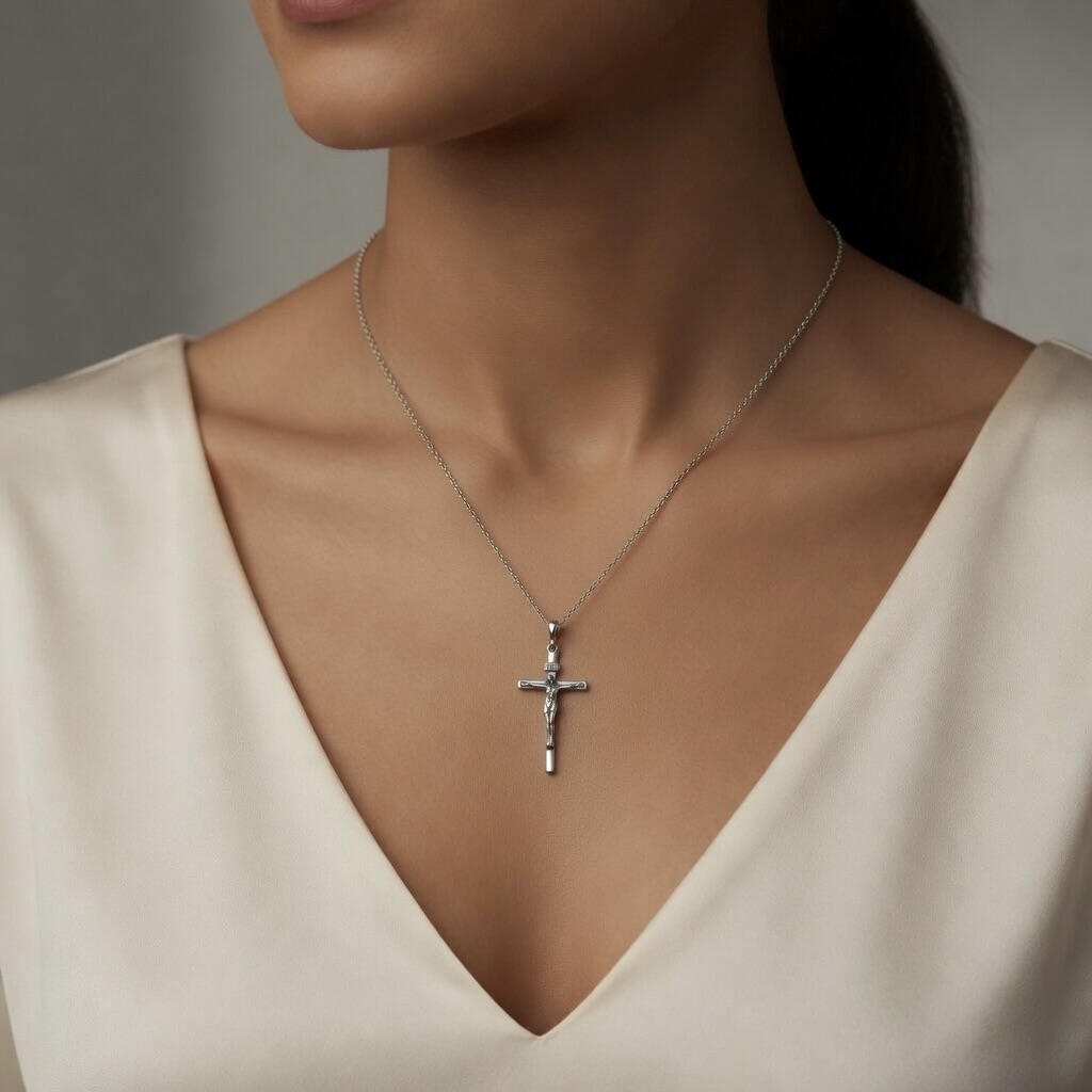 Sterling Silver 925 Crucifix INRI Cross Pendant “Pray" - Image 3