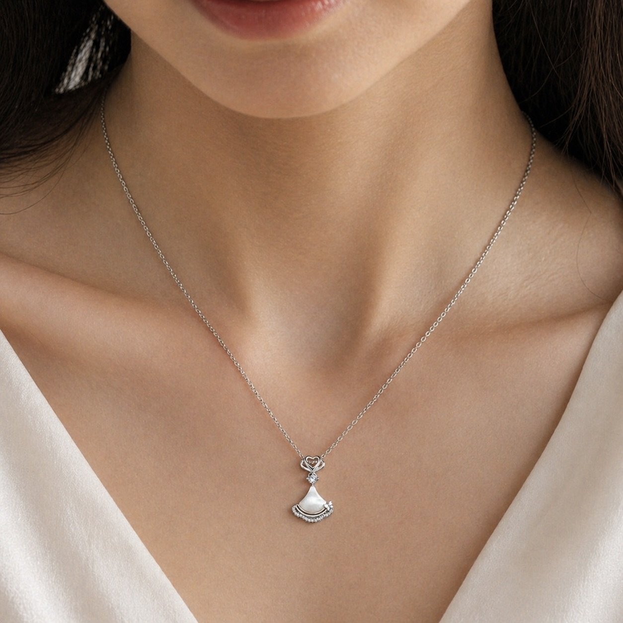 Sterling Silver 925 Moonstone CZ Necklace Pendant "Morph" - Image 3