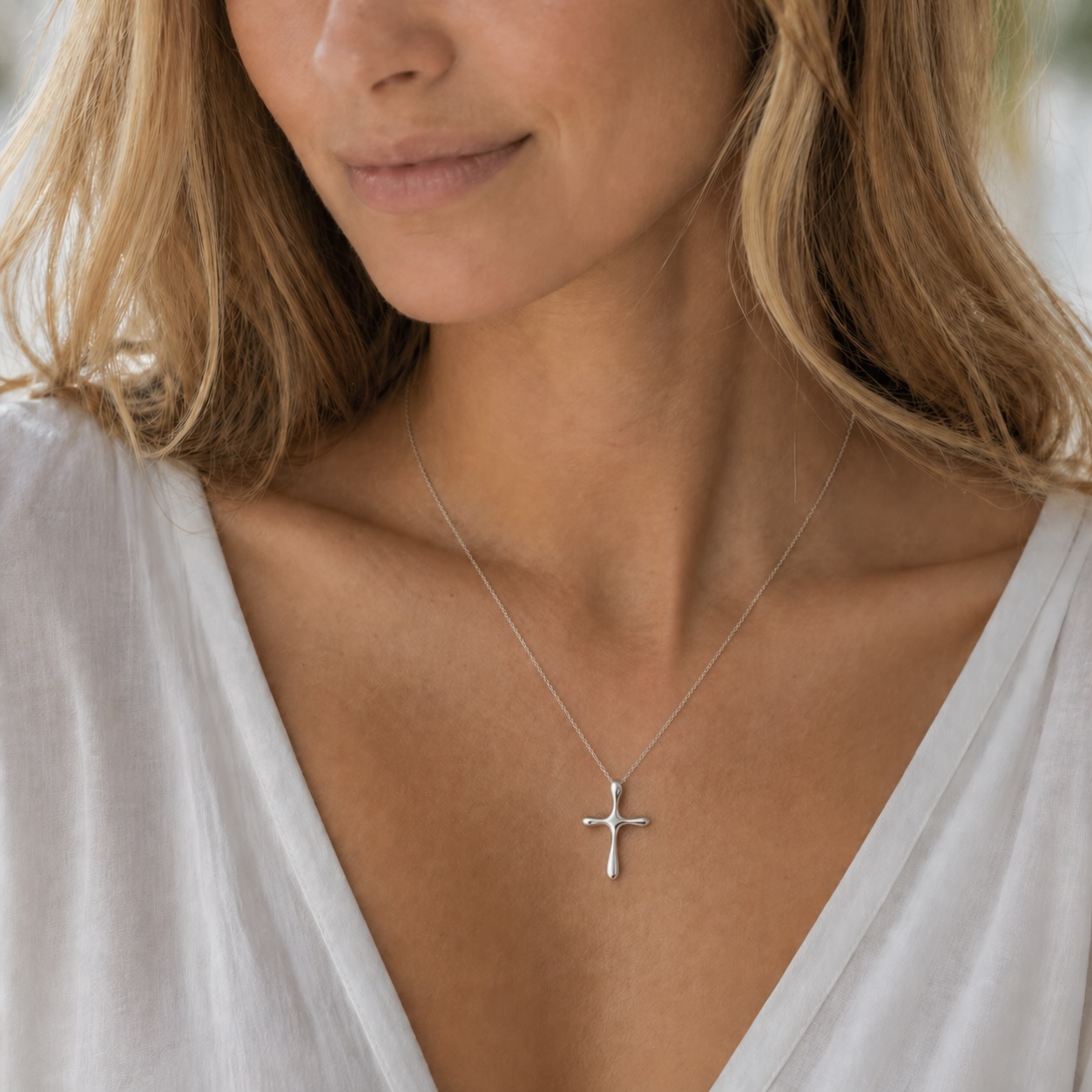 Sterling Silver 925 Cross Pendant "Pure Lines" - Image 3
