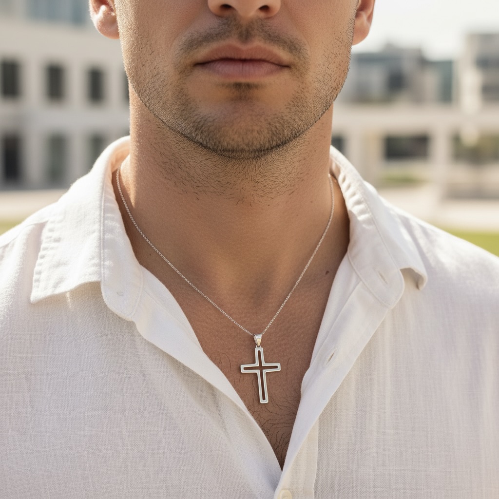 Sterling Silver 925 Open Cross Pendant "Lima" - Image 3