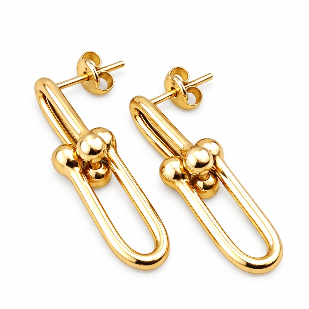 Sterling Silver 925 Stud Earrings "The Knot" - Gold Plated Image 2