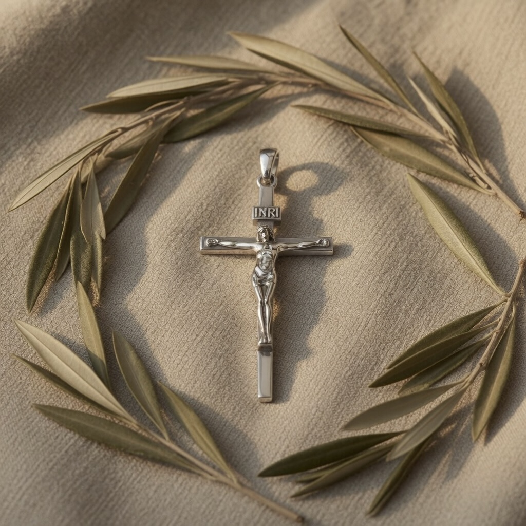 Sterling Silver 925 Crucifix INRI Cross Pendant “Pray" - Image 2