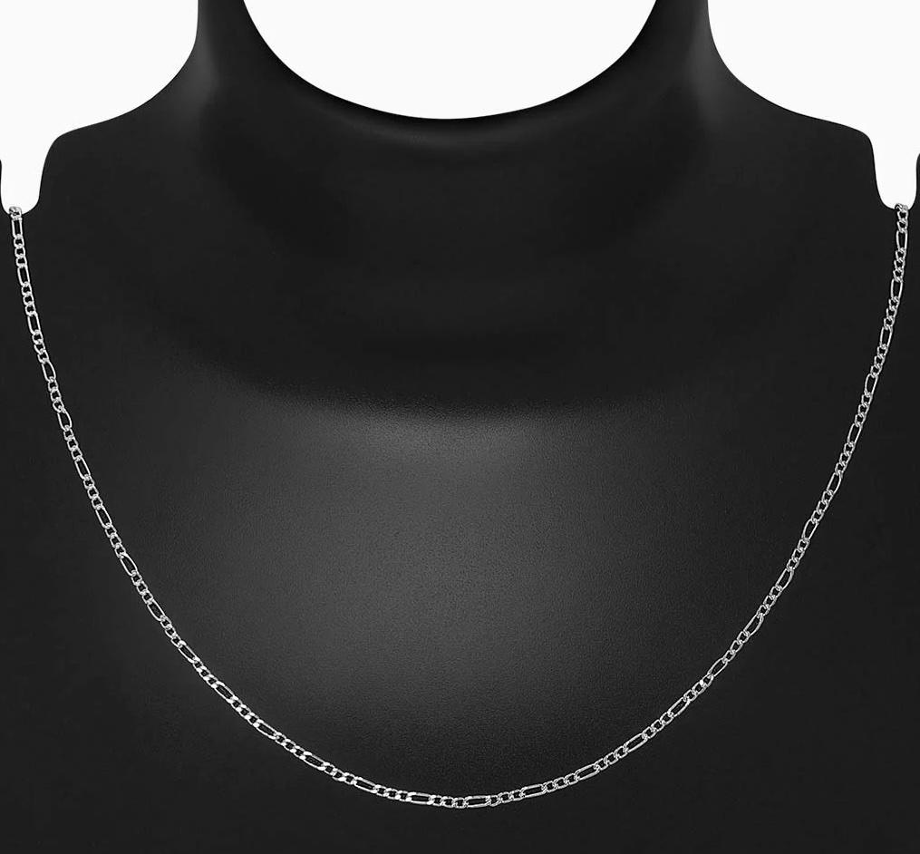 Sterling Silver 925 Figaro 3mm Chain Unisex Classic Link Necklace Chain - Silver Image 2