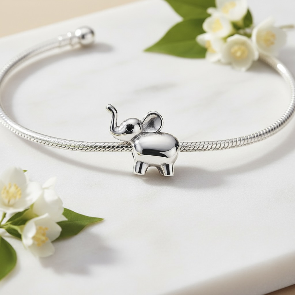 Sterling Silver 925 Elephant Bracelet Bead Charm “Lucky Trunk” - Image 3