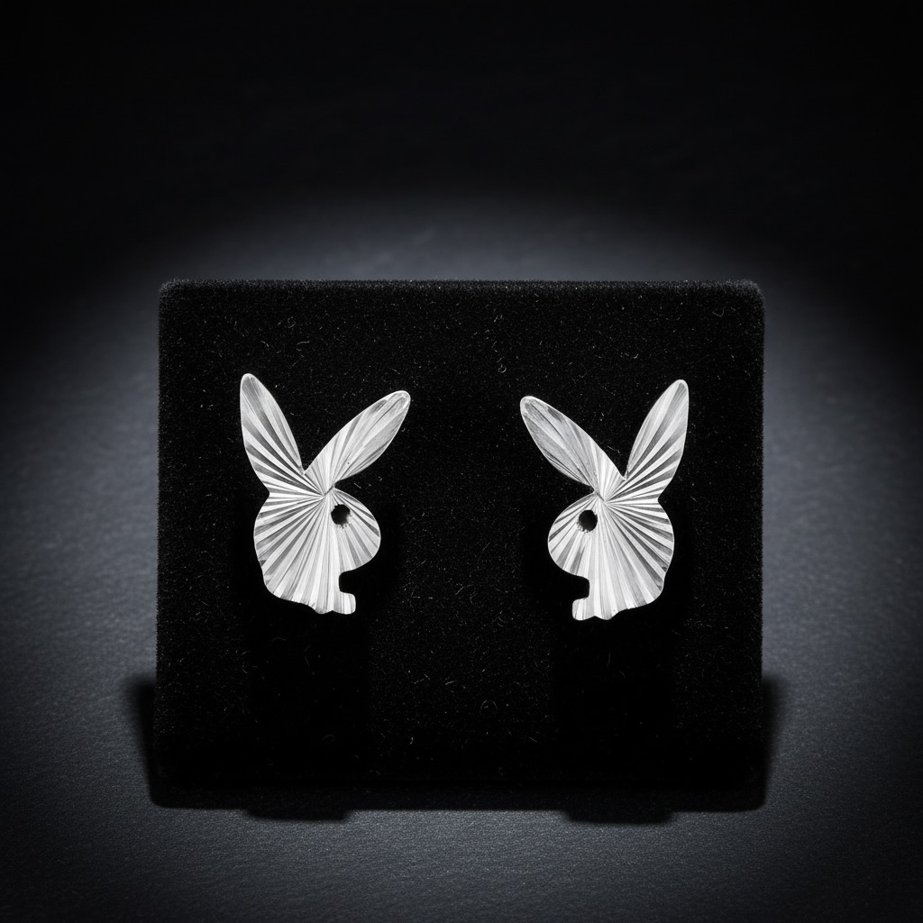 Sterling Silver 925 Bunny Stud Earrings "Naughty Jack" - Image 2