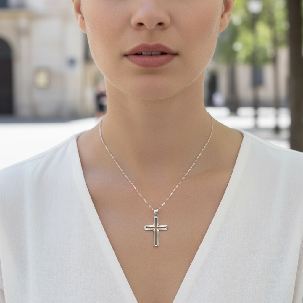 Sterling Silver 925 Open Cross Pendant "Lima" - Image 4