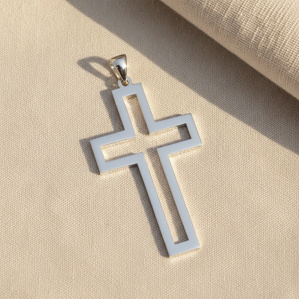 Sterling Silver 925 Open Outline Cross Pendant "X" - Image 2
