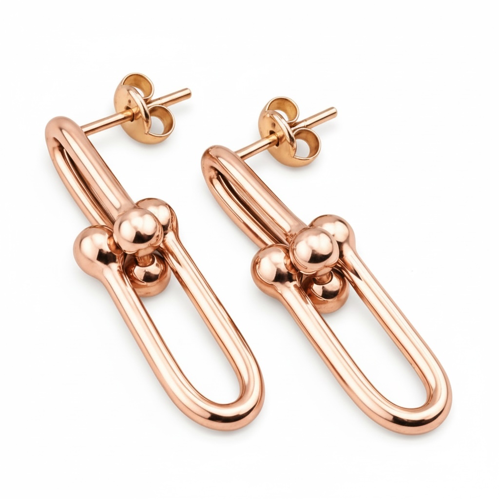 Sterling Silver 925 Stud Earrings "The Knot" - Rose Gold Plated Image 2