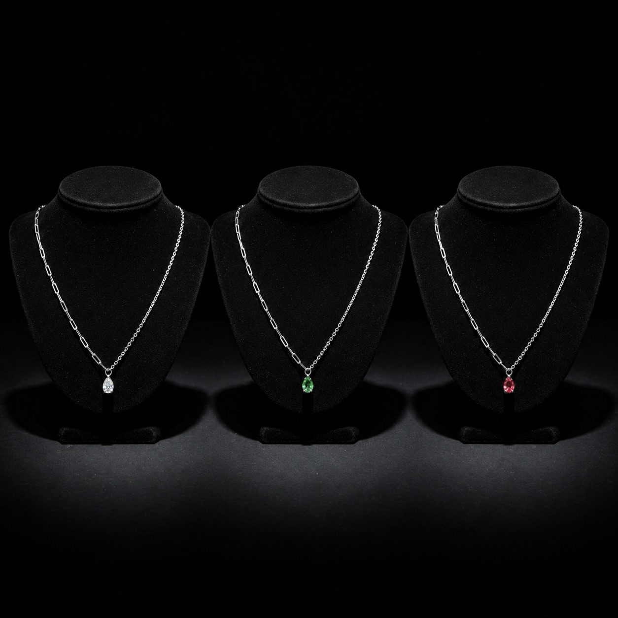 Sterling Silver 925 Teardrop Multicolour CZ Pendant Necklace "Spectrum" - Image 2
