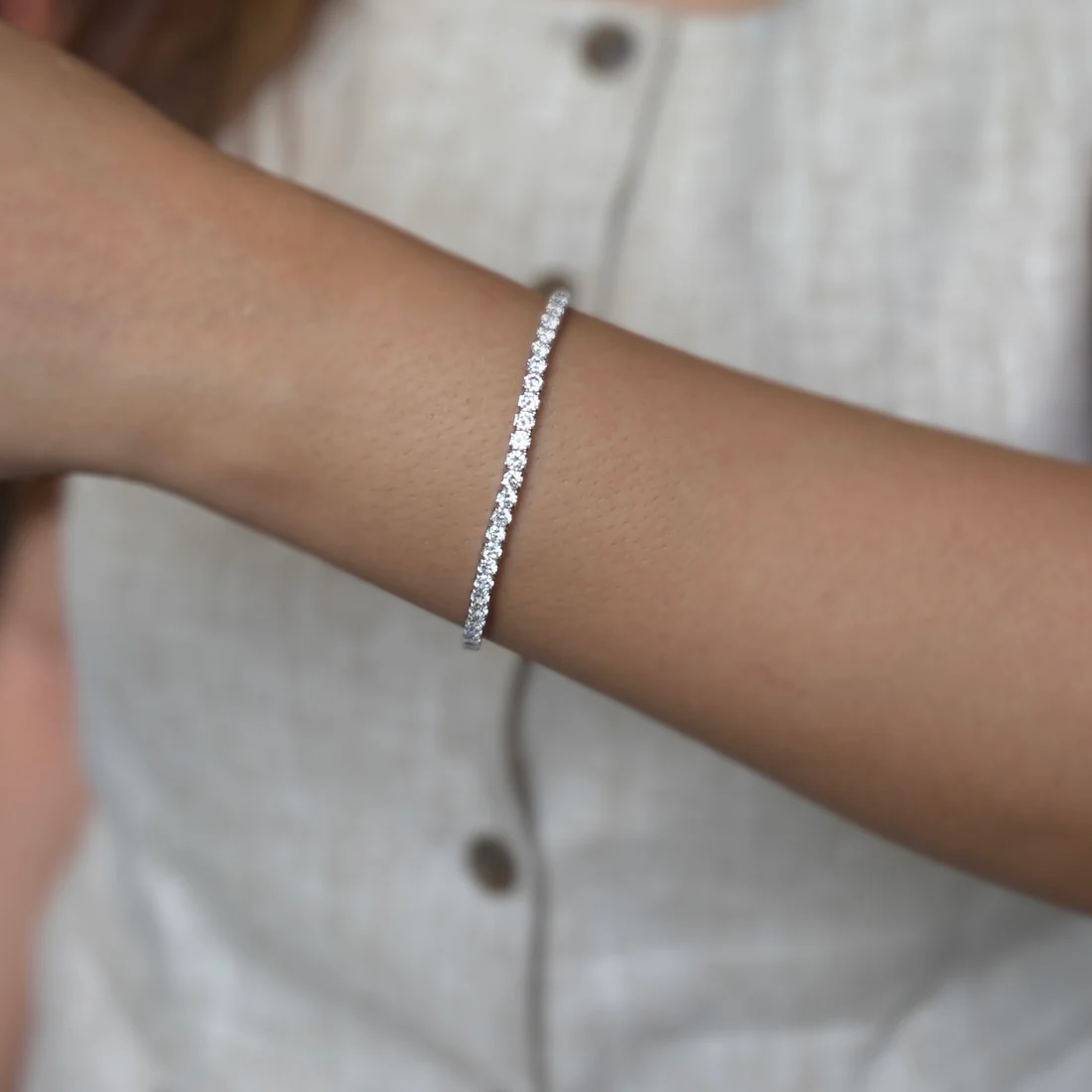 Sterling Silver 925 Tennis CZ Bracelet "Casta" - Silver Image 3