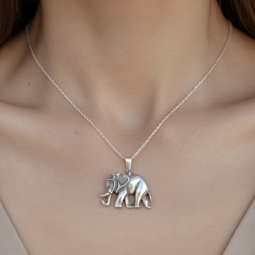 Sterling Silver 925 Elephant Pendant "Olifant" - Silver Image 3