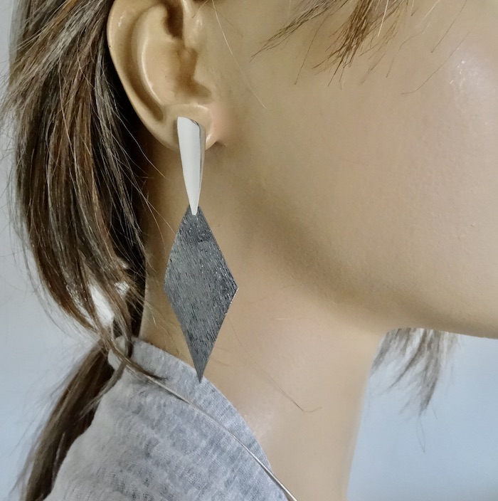 Sterling Silver 925 Dangle Drop Textured Earrings "Callison" - Silver Image 2