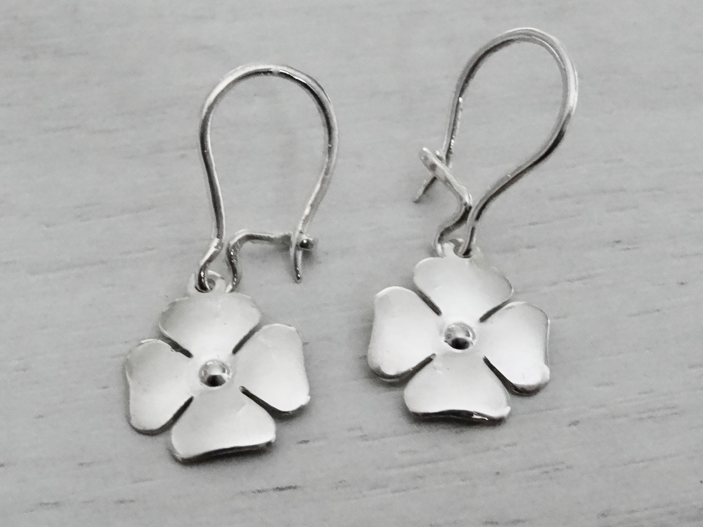 Sterling Silver 925 Four Leaf Clover Earrings "Felicity" - Silver Image 2