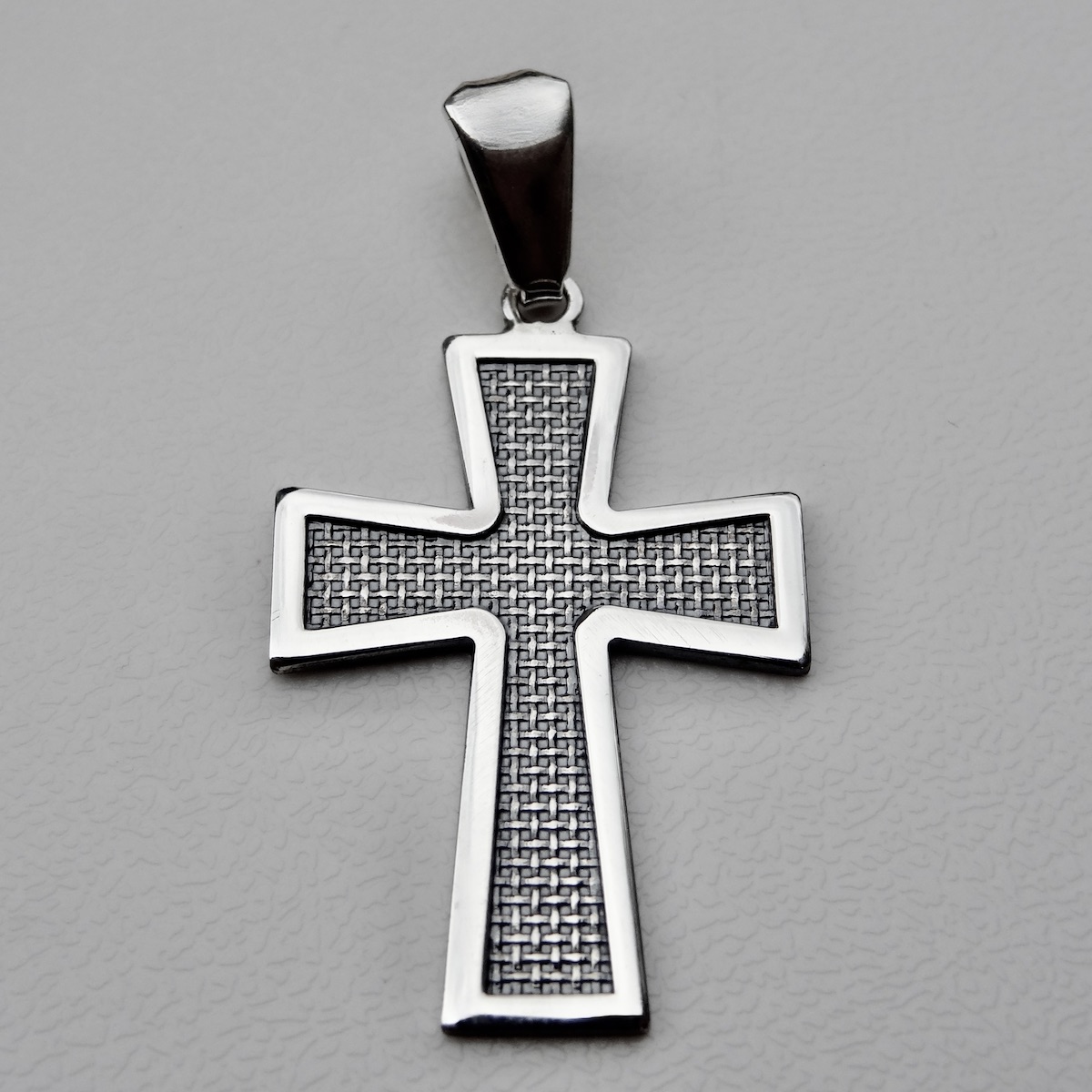 Sterling Silver 925 Textured Cross Pendant "The Path" - Image 4