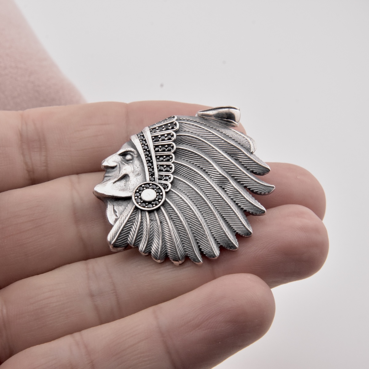 Sterling Silver 925 Native American Pendant "Spirit" - Silver Image 3