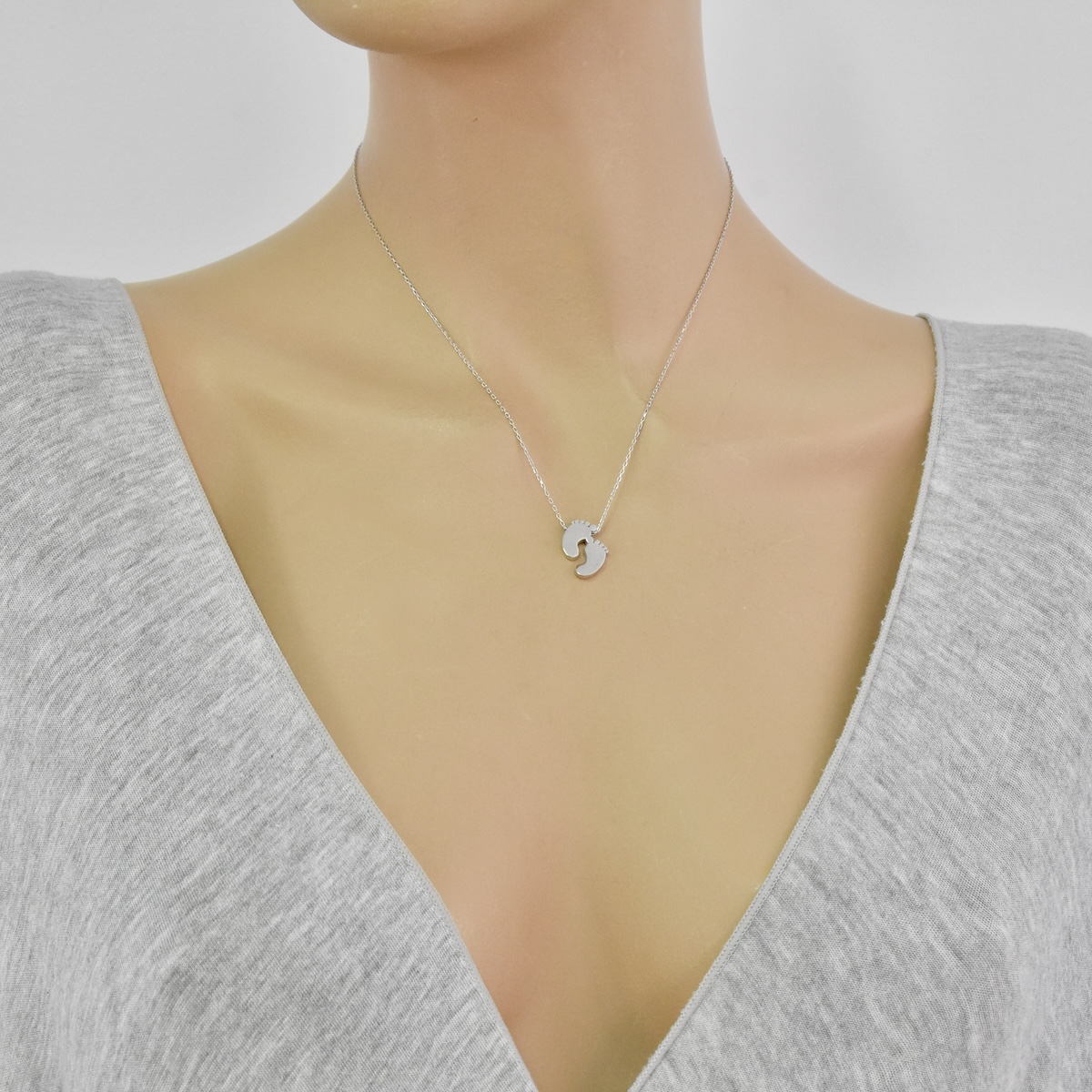 Sterling Silver 925 Baby Feet Charm Necklace Pendant "Little Me" - Silver Image 4