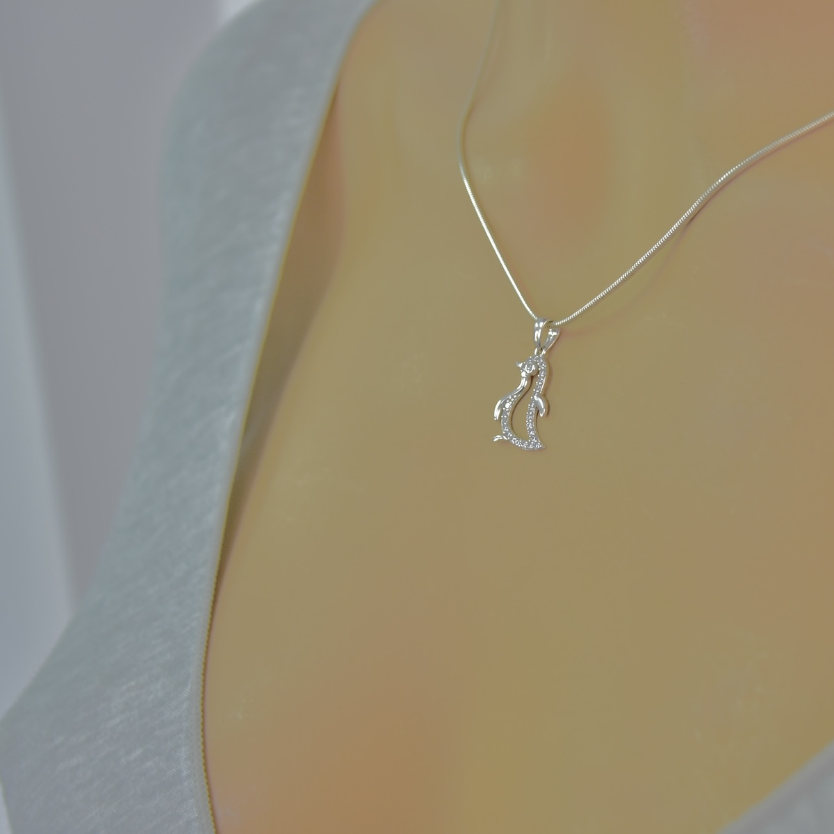 Sterling Silver 925 Penguin CZ Pendant "Galapagos" - Silver Image 3