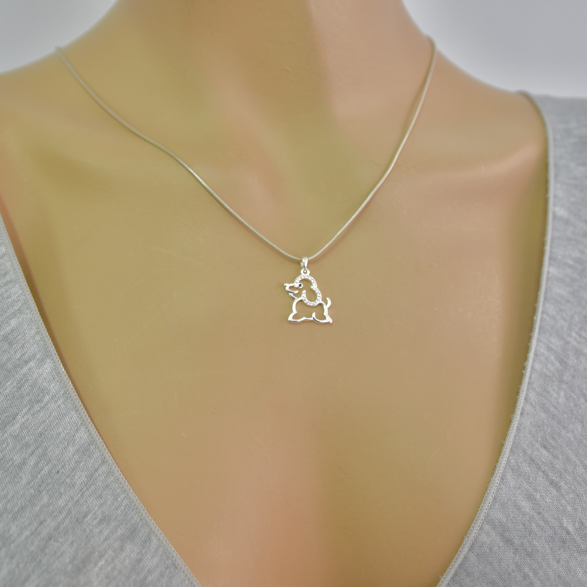 Sterling Silver 925 CZ Puppy Pendant "Tedi" - Silver Image 3