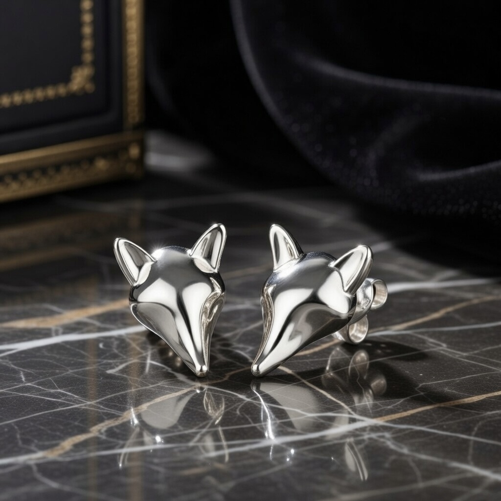 Sterling Silver 925 Fox Stud Earrings "Sorrel" - Image 2
