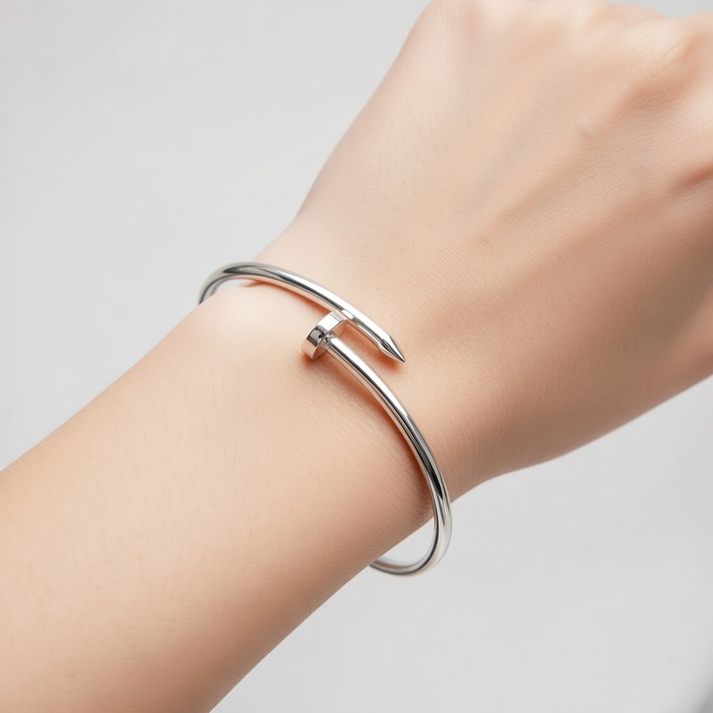 Sterling Silver 925 Open Cuff Bracelet "Clavus" - Image 3