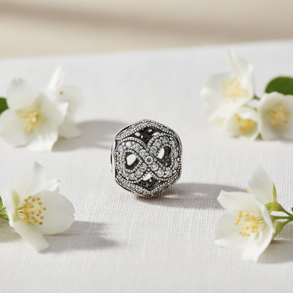Sterling Silver 925 Sparkling Infinity Bracelet Bead Charm “Endless Shine” - Image 2