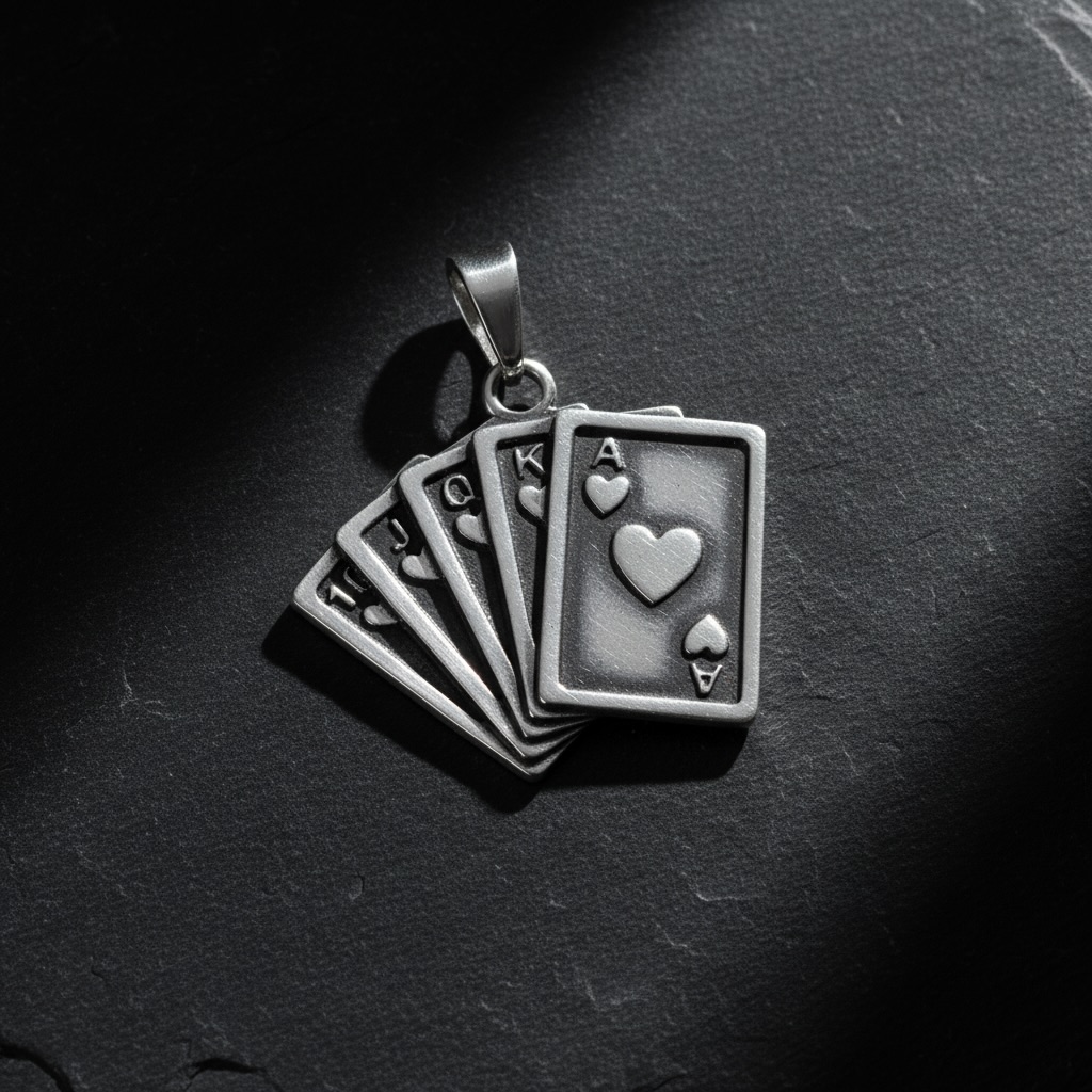 Sterling Silver 925 Gambling Pendant "Royal Flush" - Image 2