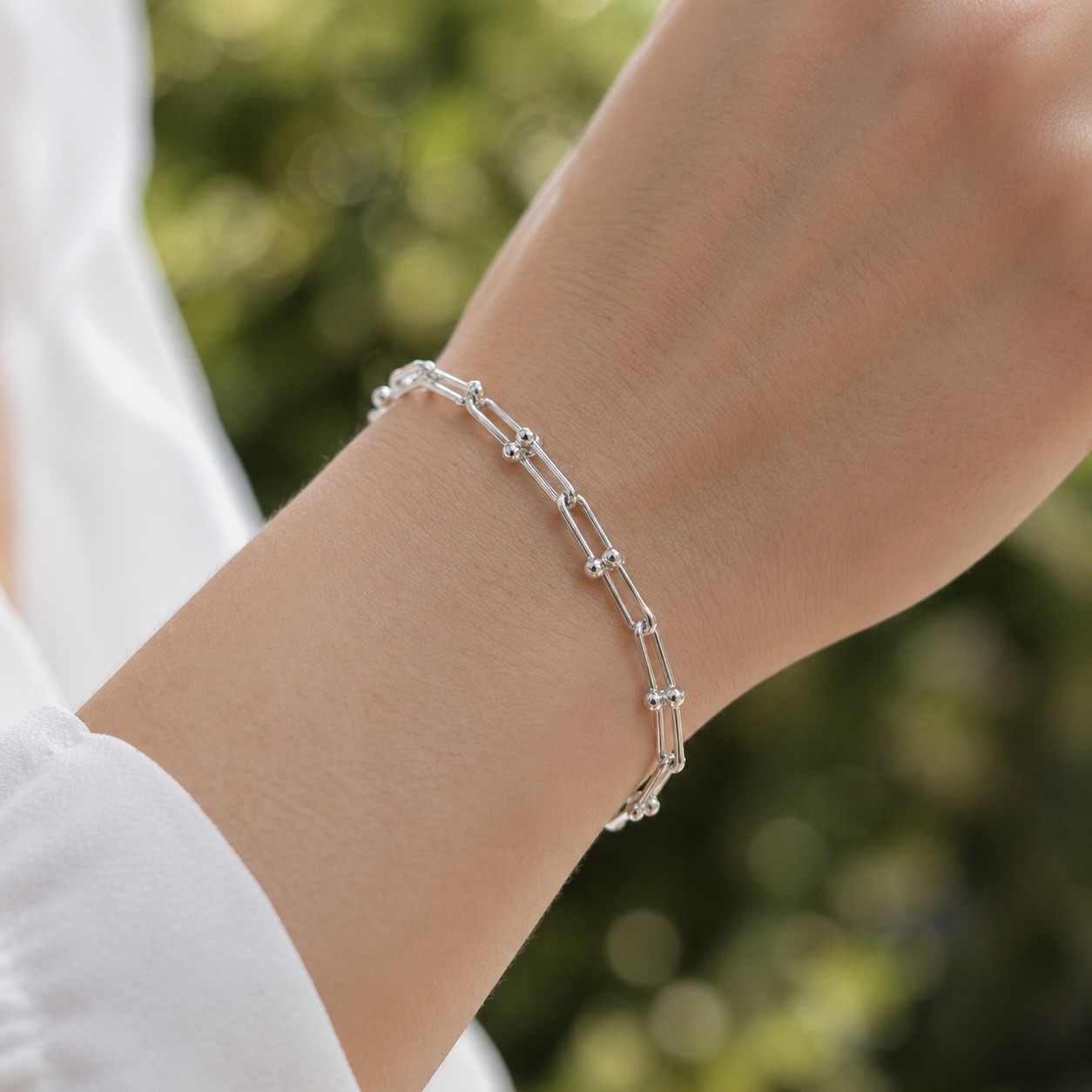 Sterling Silver 925 Chain Link Bracelet "The U" - Image 3