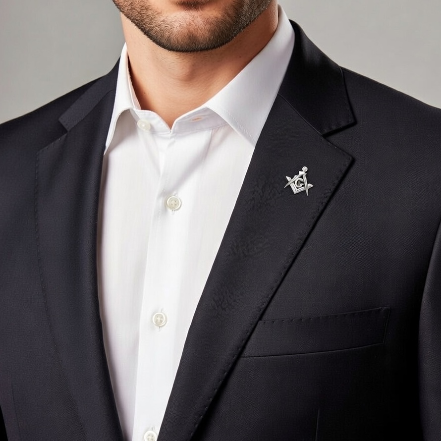 Sterling Silver 925 Unisex Pin "Mason" - Silver Image 2