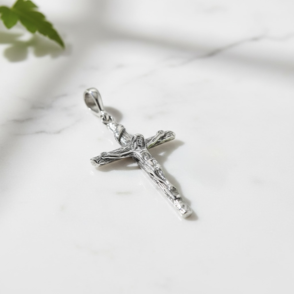 Sterling Silver 925 Cross Crucifix Pendant "Messiah" - Image 2