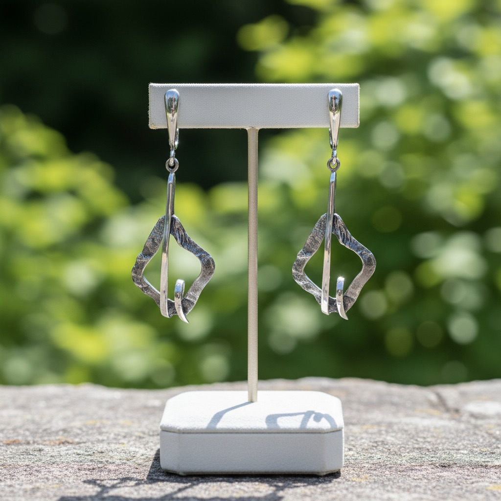 Sterling Silver 925 Dangle Drop Earrings "Abstract Harmony" - Image 2