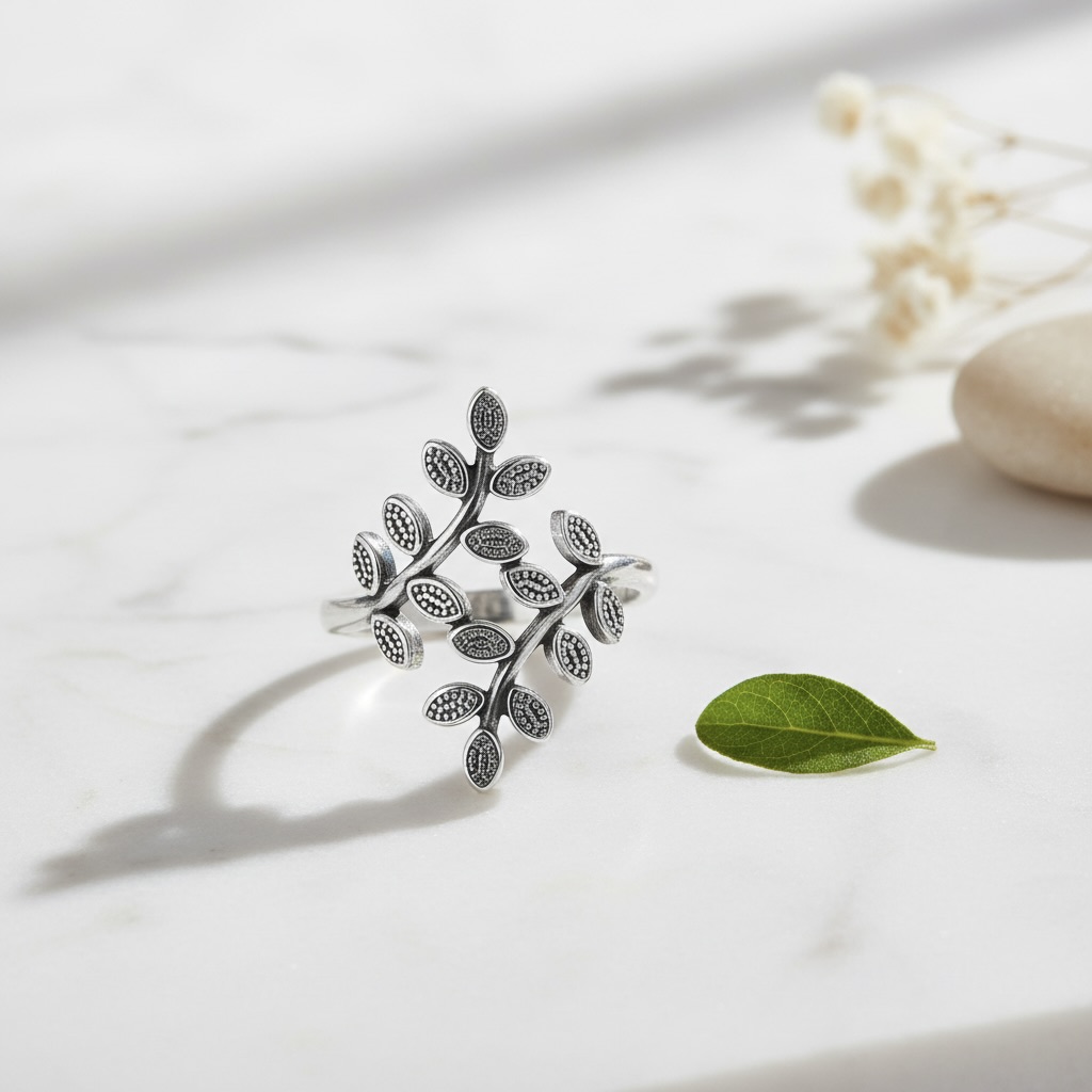 Sterling Silver 925 Leaf Wrap Ring "Rachilla" - Image 2