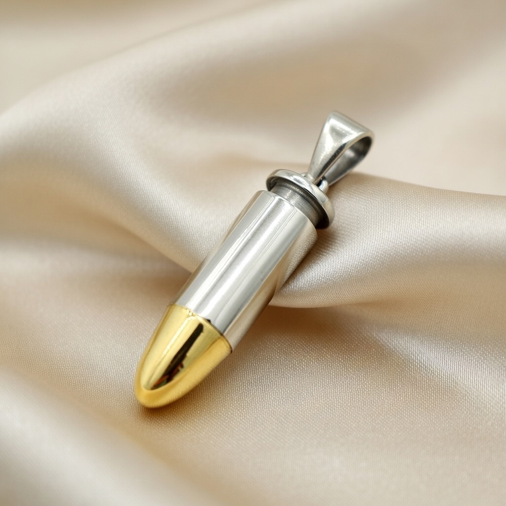 Sterling Silver 925 Bullet Pendant "Nod" - Silver Image 2