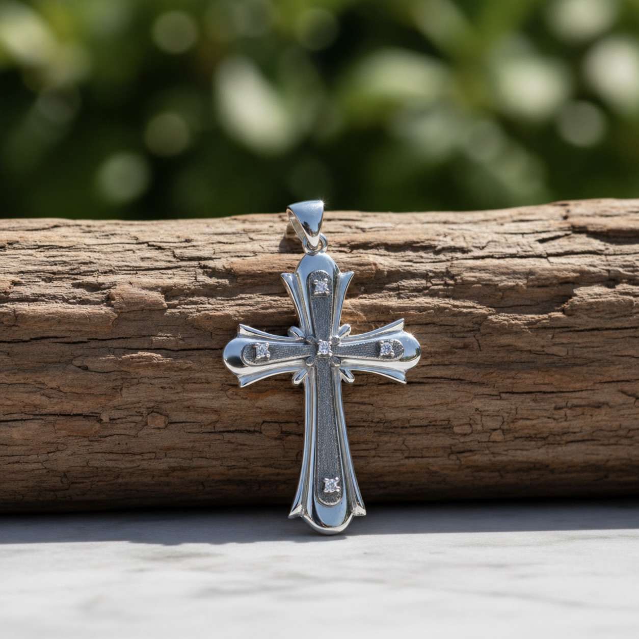 Sterling Silver 925 Cross CZ Pendant "Lit" - Image 2