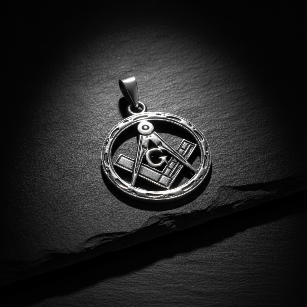 Sterling Silver 925 Round Masonic Pendant "The G" - Image 2