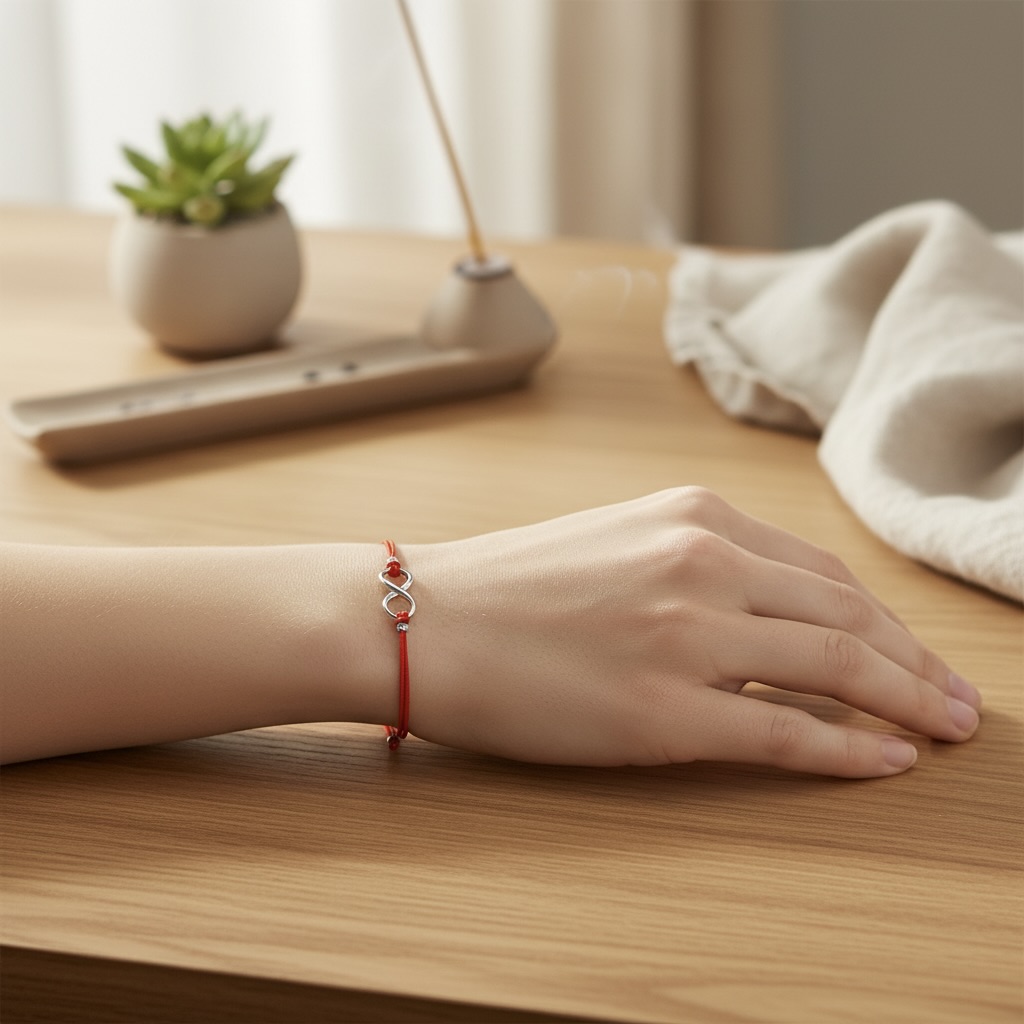 Red String Bracelet with Sterling Silver 925 Infinity Charm “Endless” - Image 4