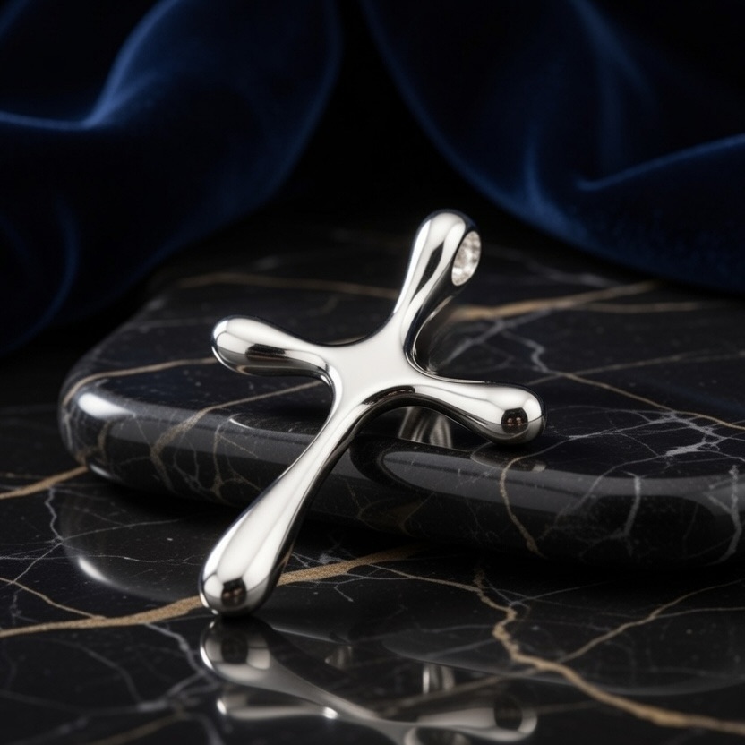 Sterling Silver 925 Cross Pendant "Pure Lines" - Image 2