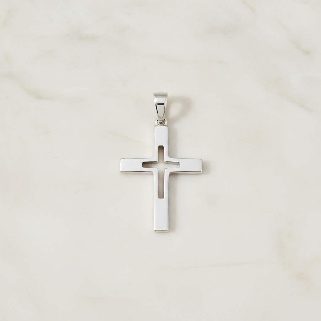 Sterling Silver 925 Double Cross Pendant "Noel" - Image 2
