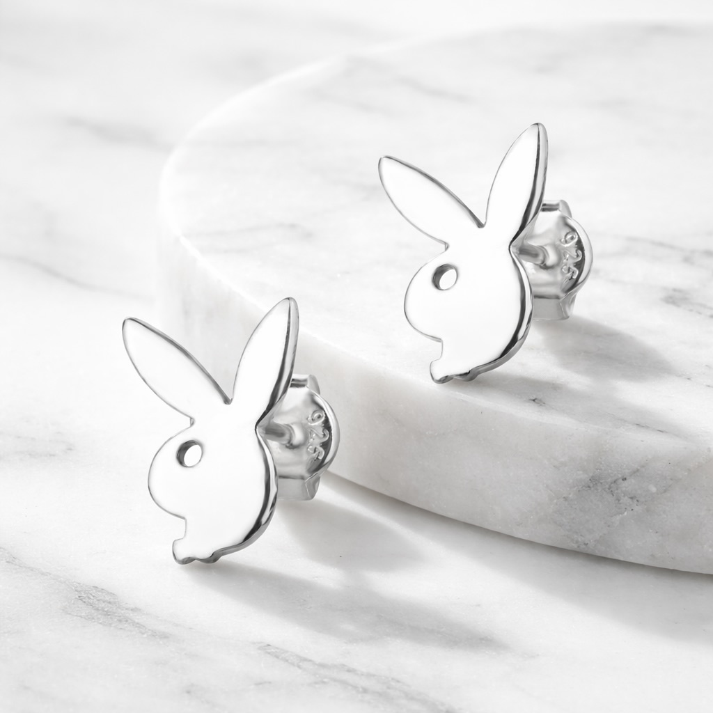 Sterling Silver 925 Bunny Stud Earrings “Cheeky Jack” - Image 2