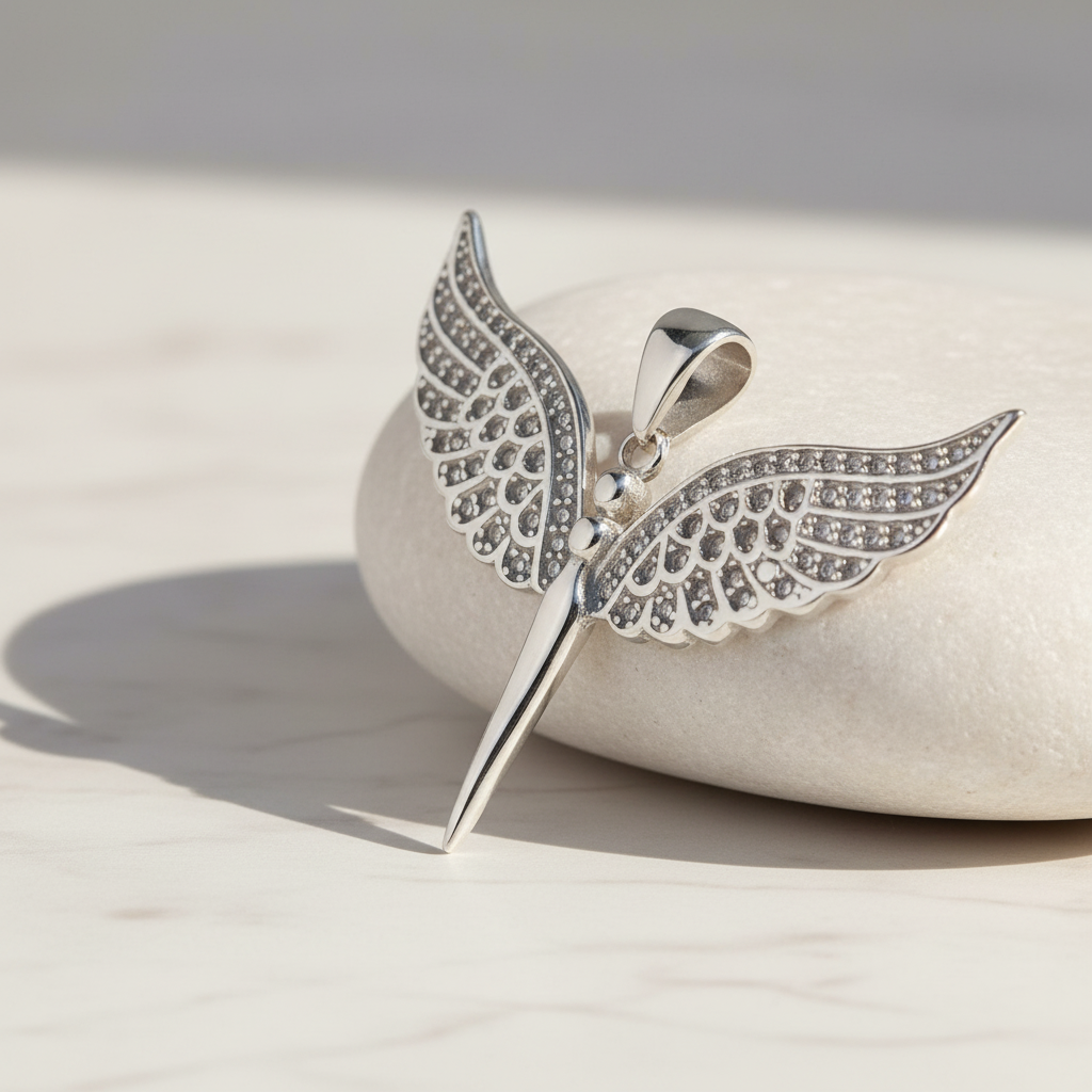 Sterling Silver 925 Angel Winged Pendant "My Angel" - Image 2