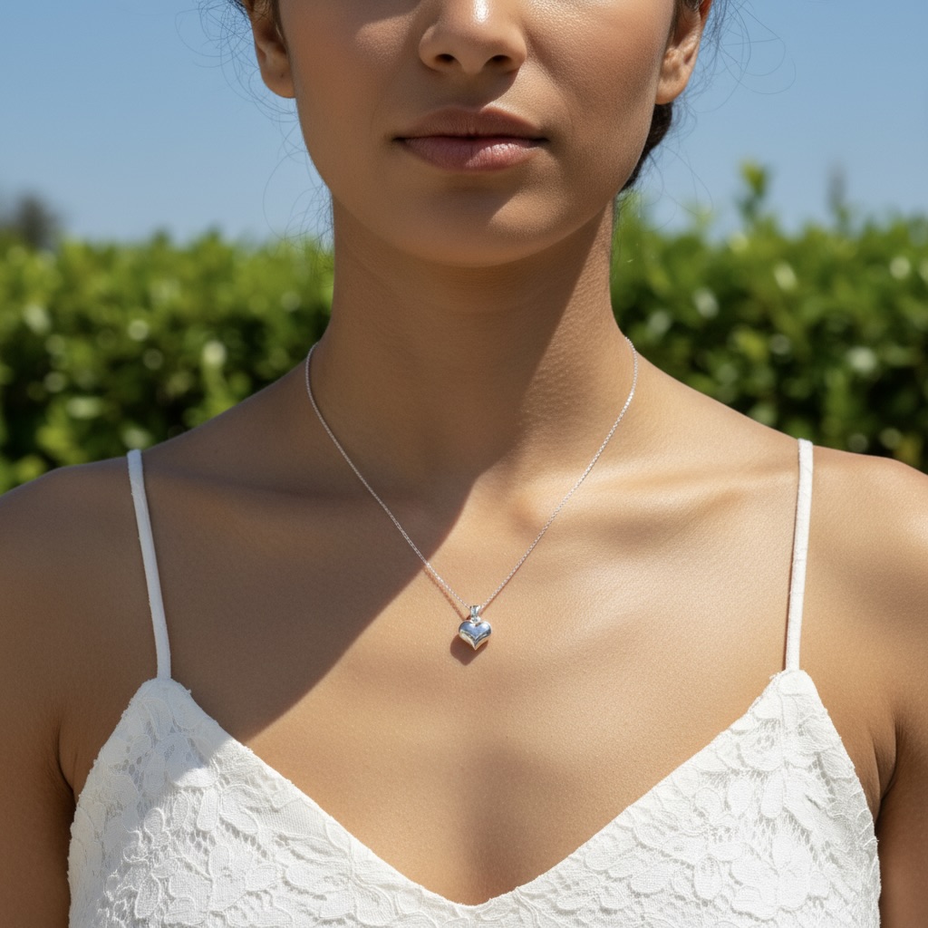 Sterling Silver 925 Petite Heart Necklace Pendant "Coeur" - Image 3