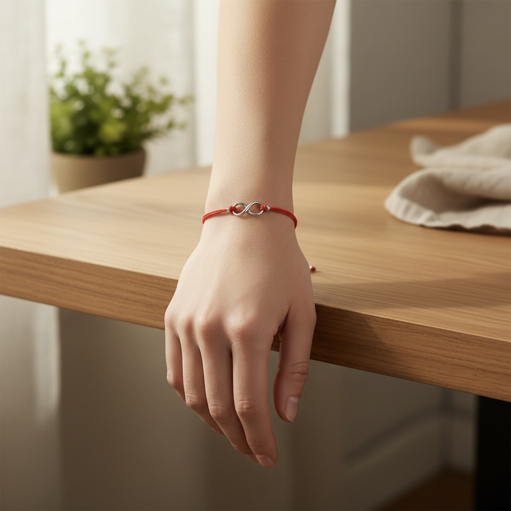 Red String Bracelet with Sterling Silver 925 Infinity Charm “Endless” - Image 3