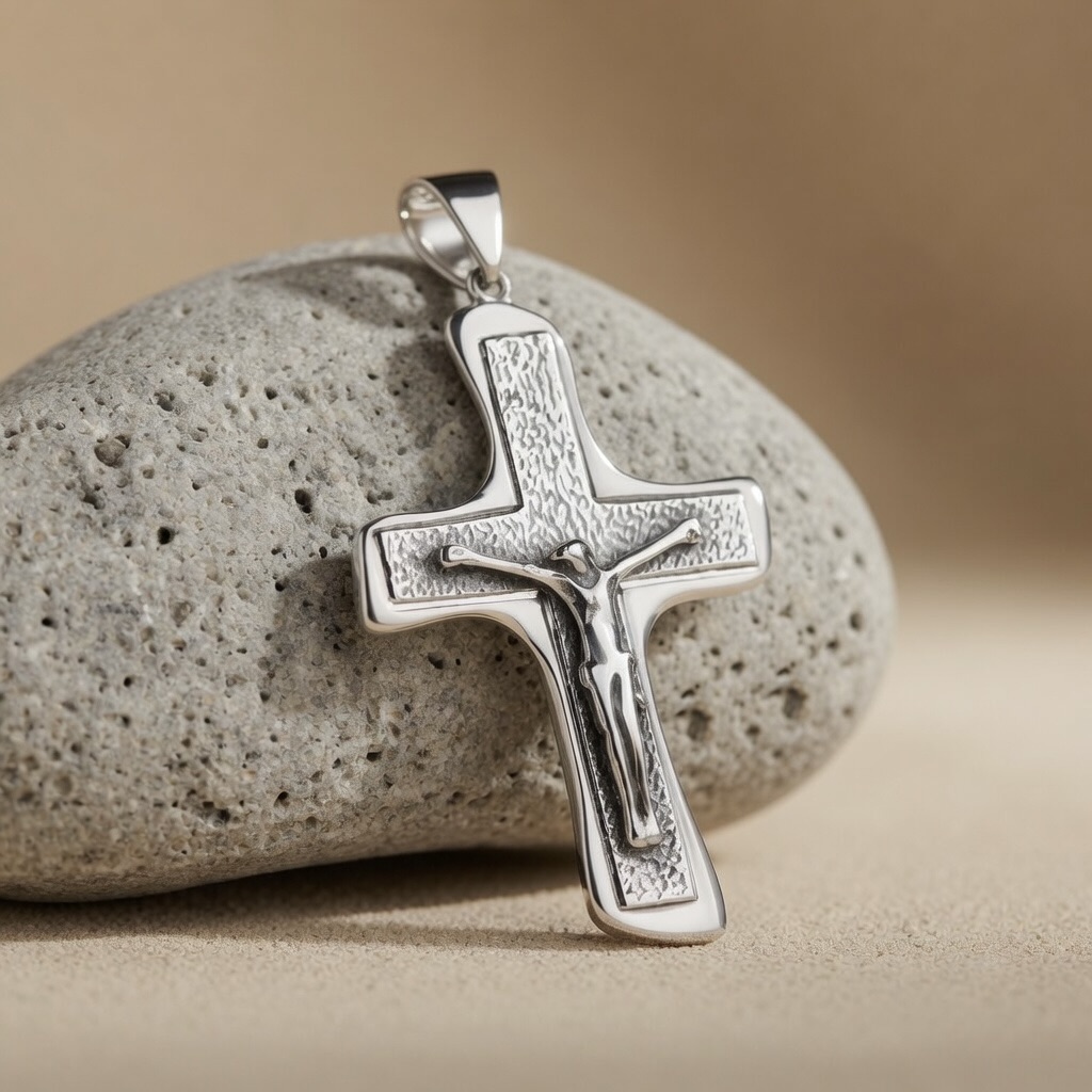 Sterling Silver 925 Cross Crucifix Pendant "Son of God" - Image 2